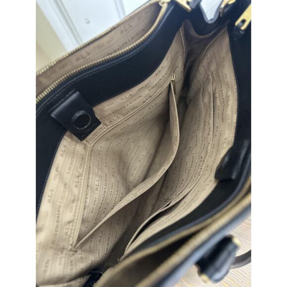 Lauren Ralph Lauren RLL Satchel Handbag Womens Black Leather Crossbody Purse - Picture 9 of 14